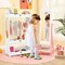 MDF Vanity Table Set with Stool and Jewelry Armoire, Full-Length Mirror